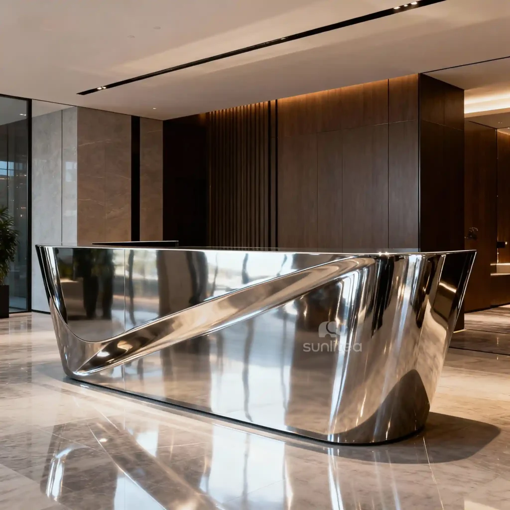 Large Stainless Steel Reception Counter For Office