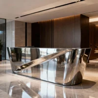 Large Stainless Steel Reception Counter For Office
