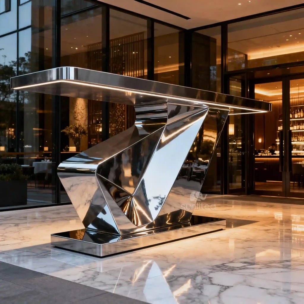 Large l Shaped Reception Desk Stainless Steel