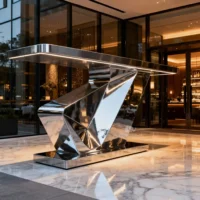 Large l Shaped Reception Desk Stainless Steel