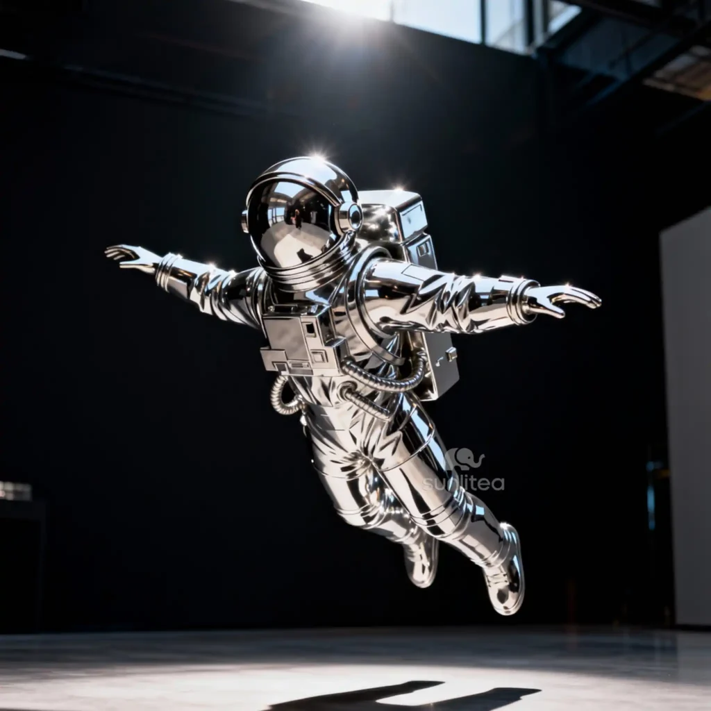 Life Size Flying Spaceman Statue Metal