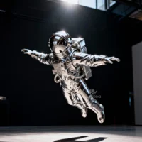 Life Size Flying Spaceman Statue Metal