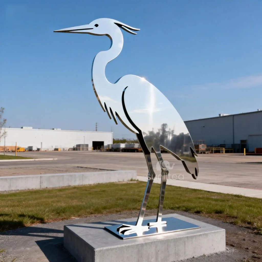 Life Size Metal Crane Silhouette Sculpture