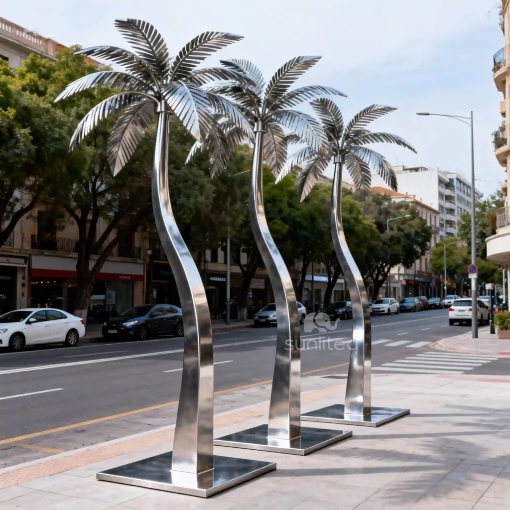 Life Size Steel Outdoor Metal Palm Trees