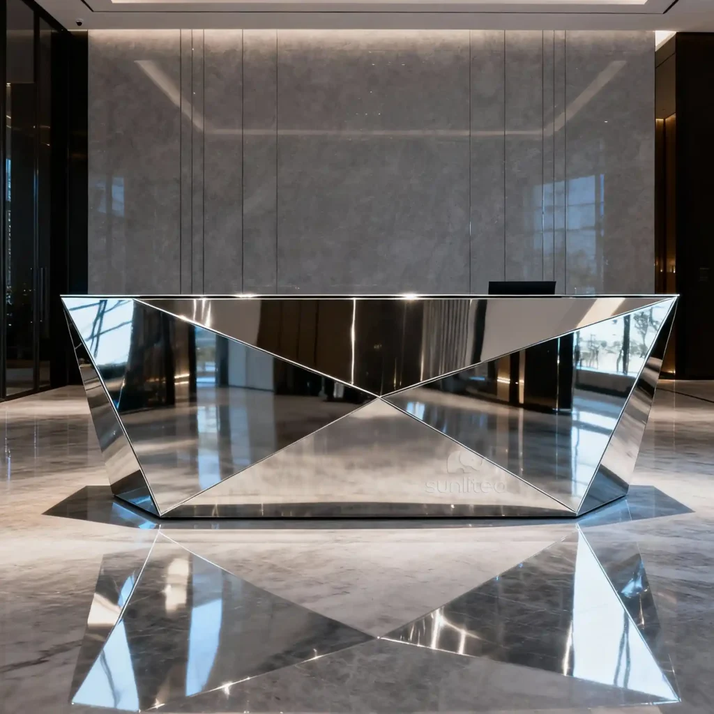 Luxurious Hotel Reception Desk Metal Decor