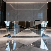 Luxurious Hotel Reception Desk Metal Decor