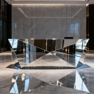 Luxurious Hotel Reception Desk Metal Decor