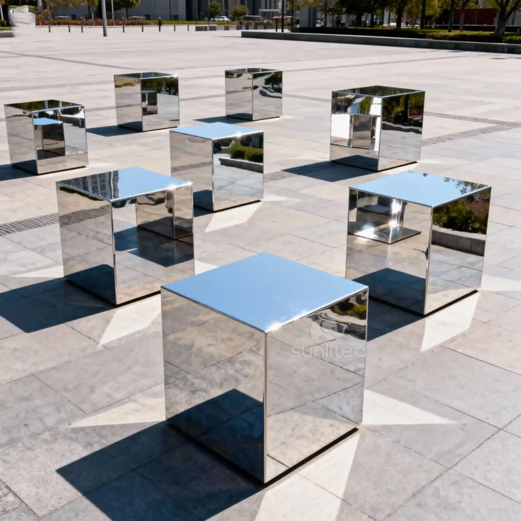 Many Small Metal Cube Sculpture