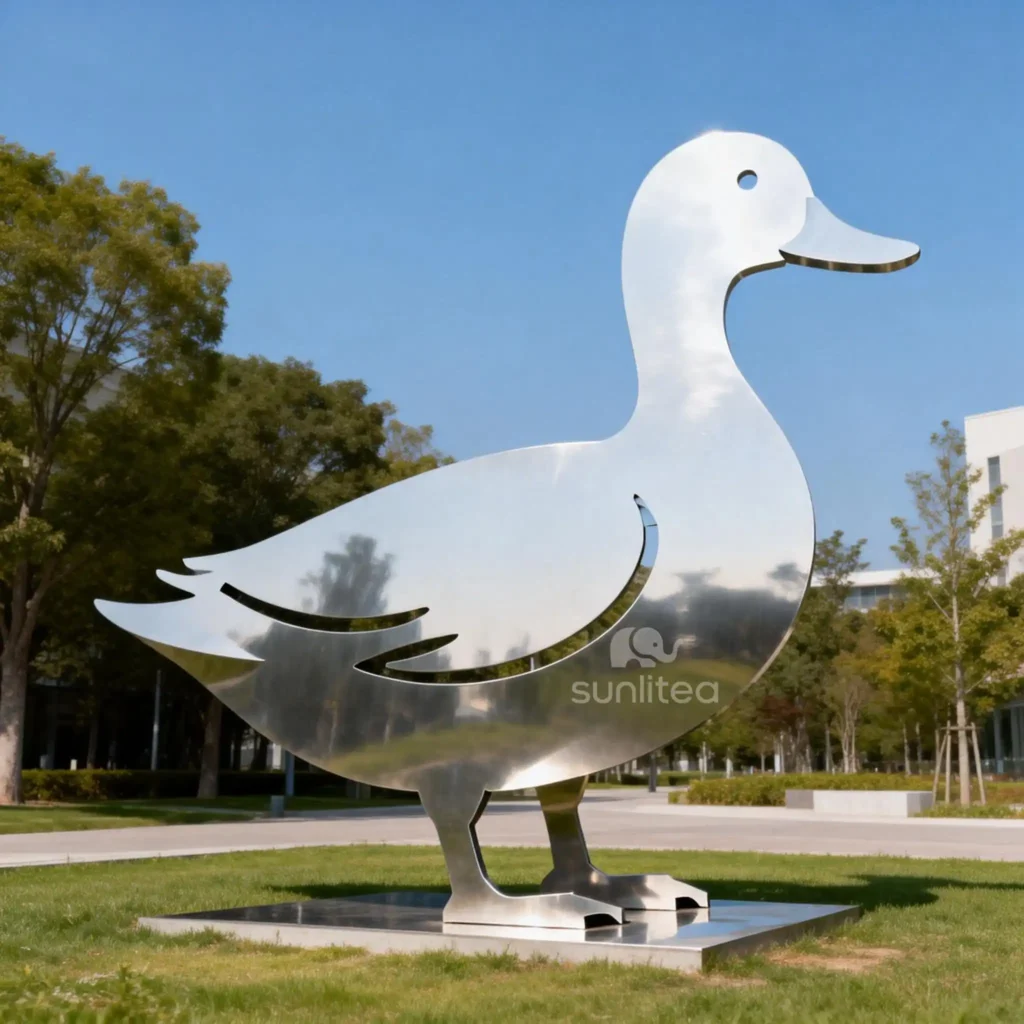Metal Animal Duck Silhouette Sculpture