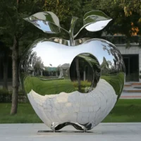 Metal Big Apple Sculpture With Holes