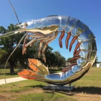 Metal Big Prawn Sculpture Decor Garden