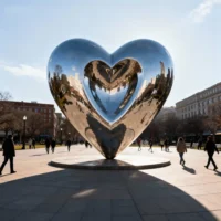 Metal Broken Heart Statue Decoration Outdoor