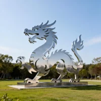 Metal Chinese Dragon Silhouette Sculpture