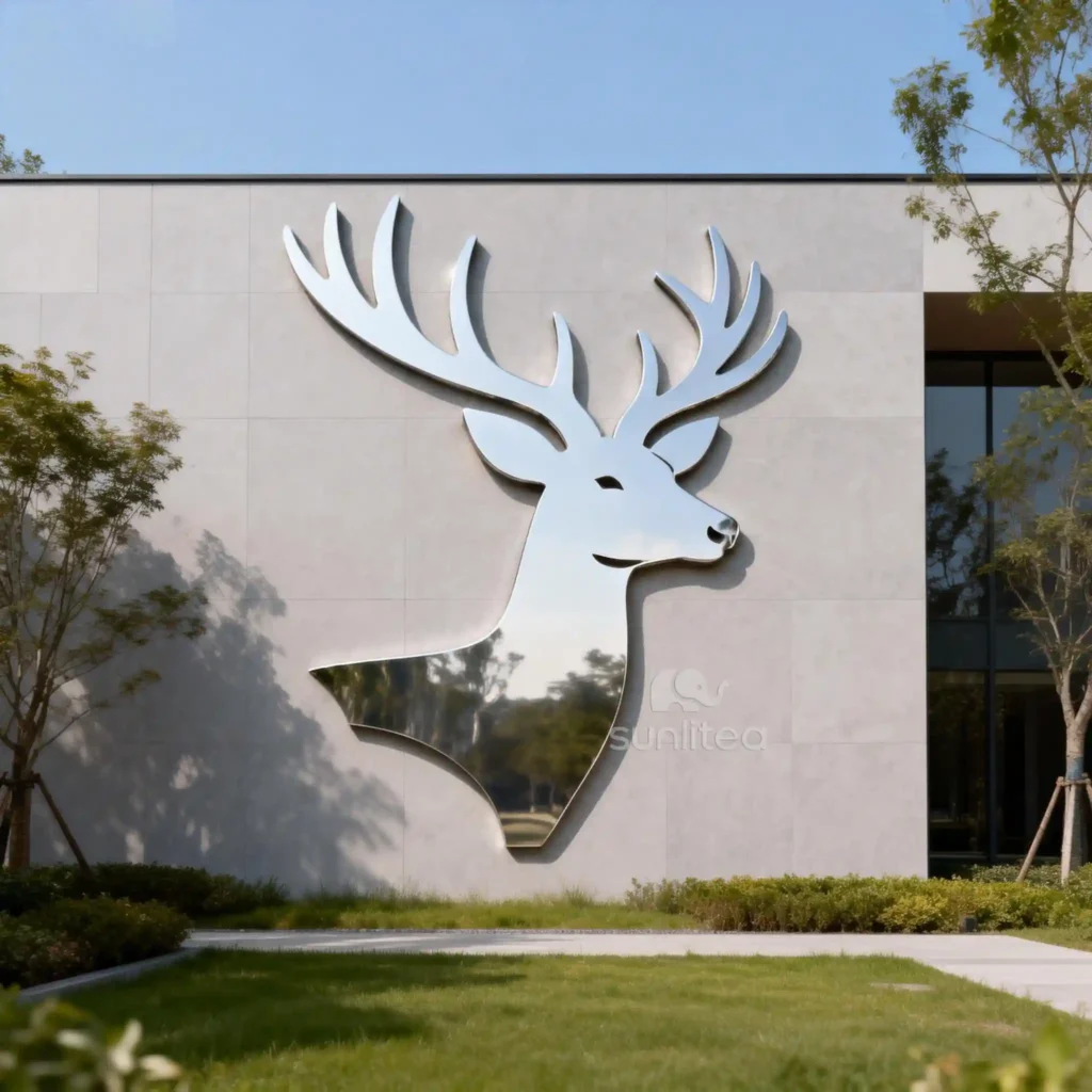 Metal Deer Head Silhouette Statue
