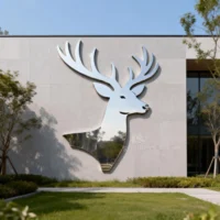 Metal Deer Head Silhouette Statue