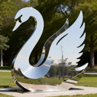 Metal Garden Swan Silhouette Sculpture