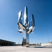 Metal Geometric Shape Large Cactus Statue