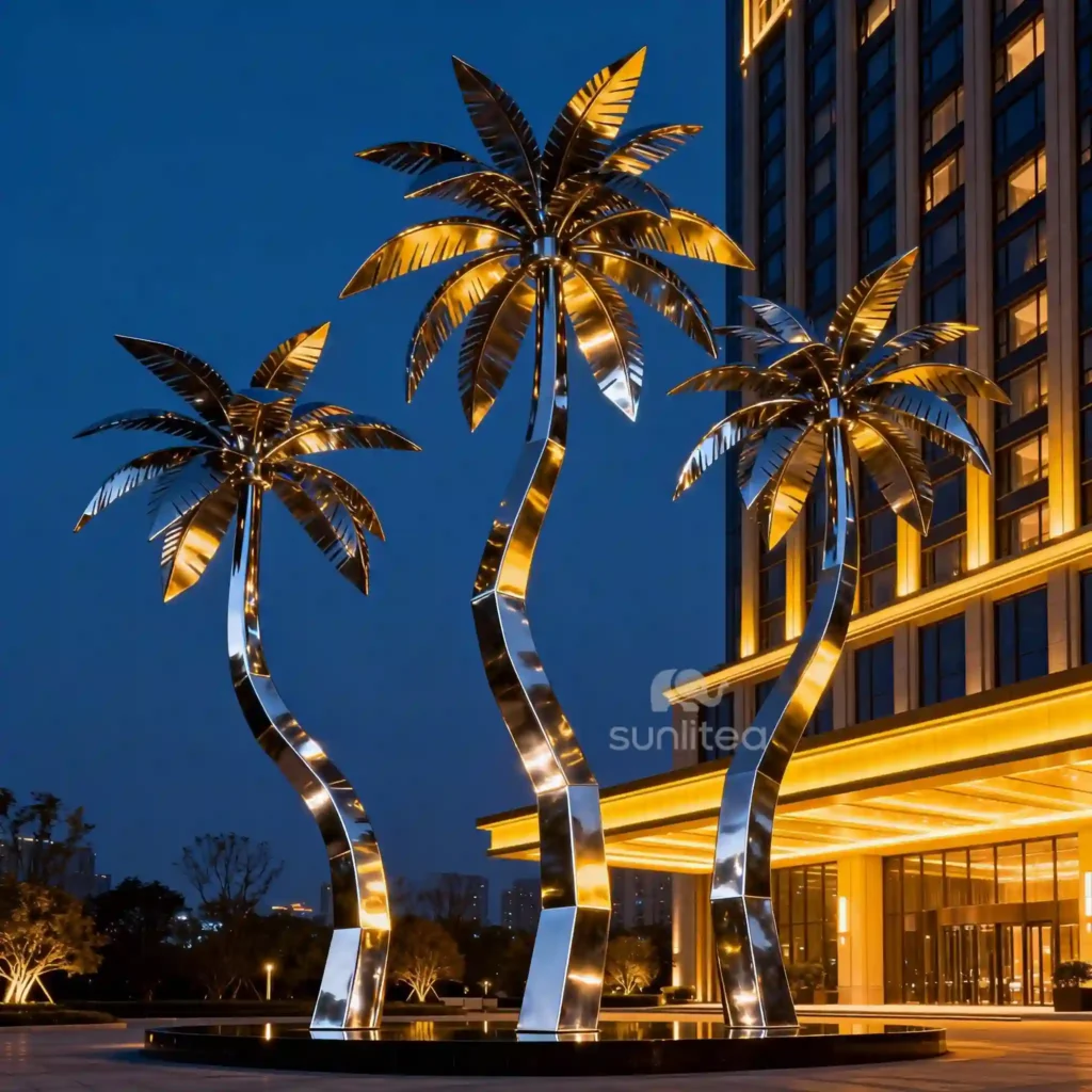 Metal Gold Palm Tree Sculpture