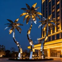 Metal Gold Palm Tree Sculpture