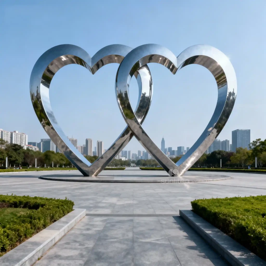 Metal Heart Art Sculpture Large Decor