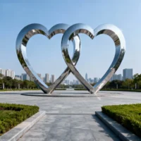 Metal Heart Art Sculpture Large Decor