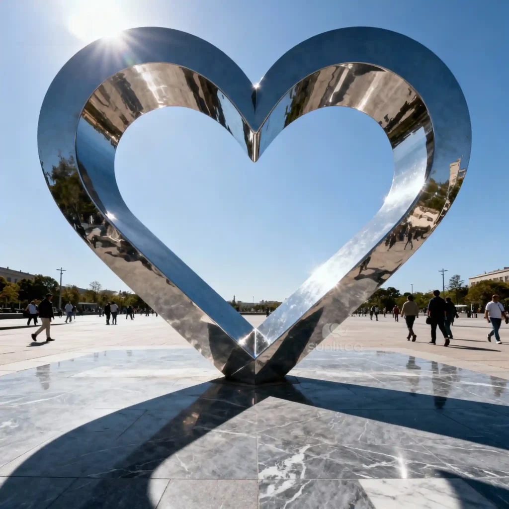 Metal Heart Shaped Sculpture For Outdoor