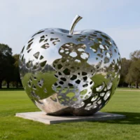 Metal Hollow Apple Statue With Many Holes
