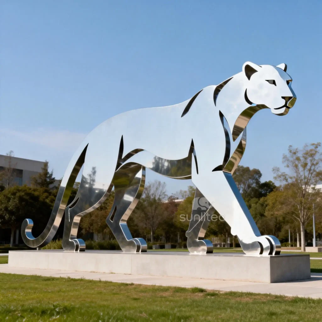 Metal Large Cheetah Silhouette Sculpture