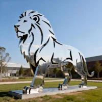 Metal Large Lion Silhouette Sculpture