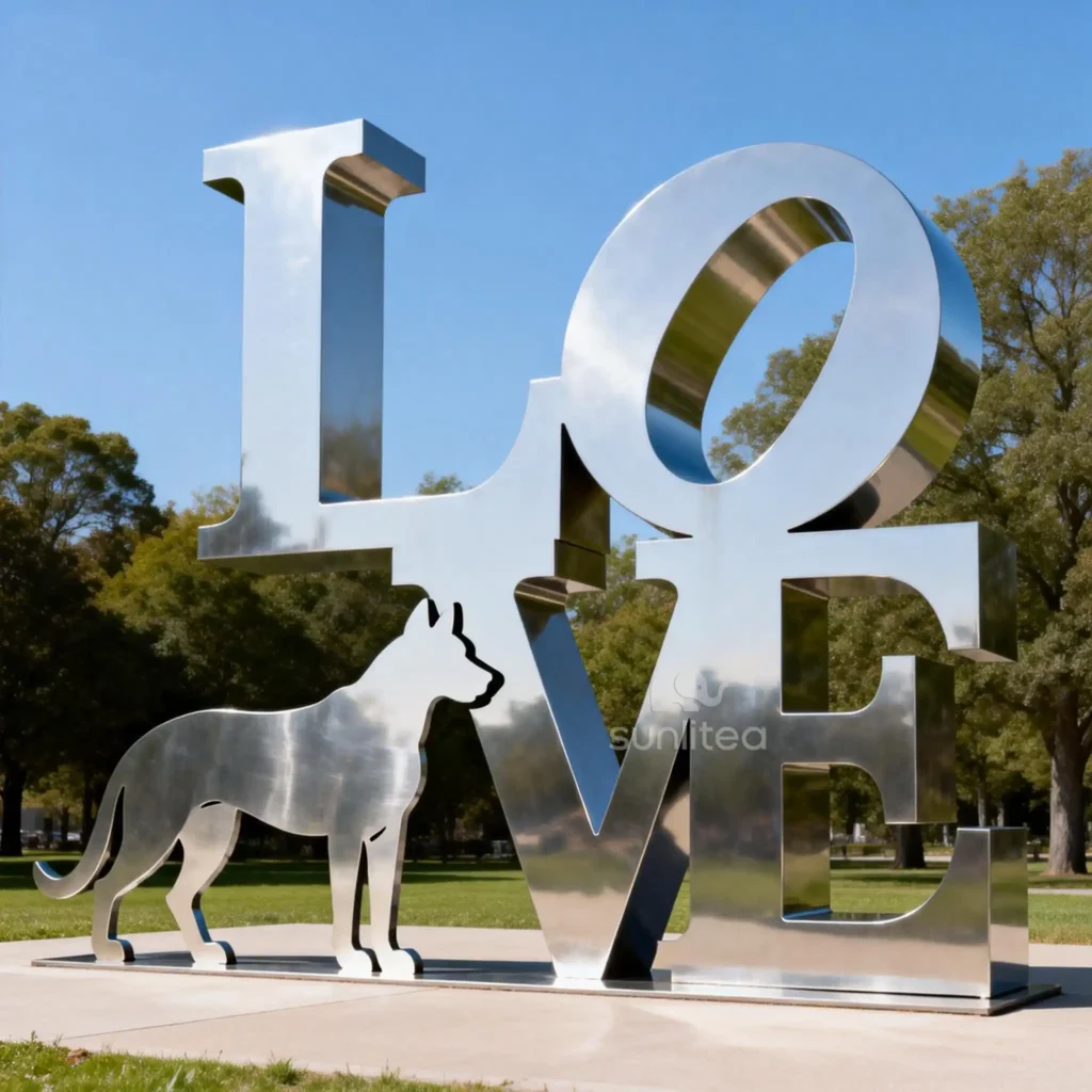 Metal Love Letter Statue With Animal