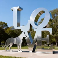 Metal Love Letter Statue With Animal