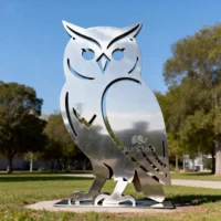 Metal Owl Silhouette Art Sculpture