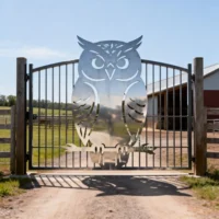 Metal Owl Silhouette Statue For Outdoor Gate