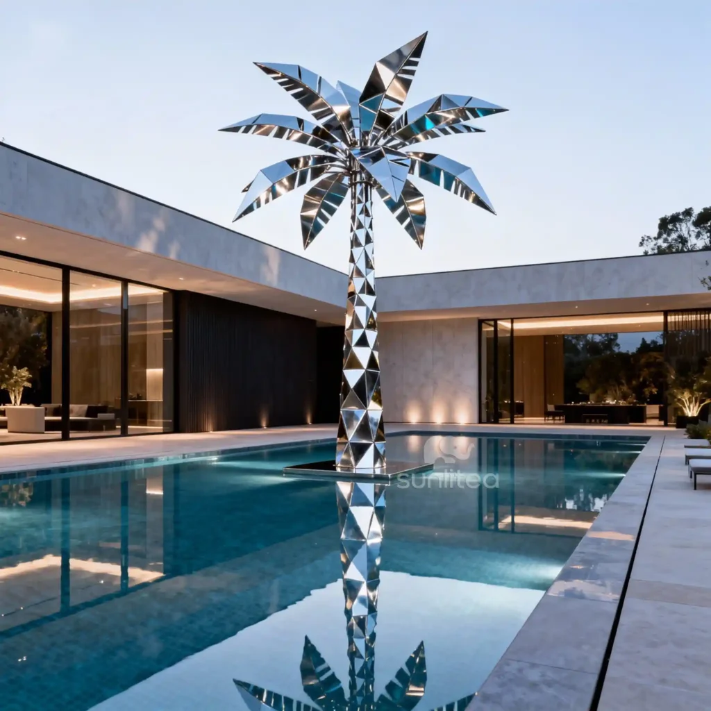 Metal Palm Tree Yard Art Sculpture