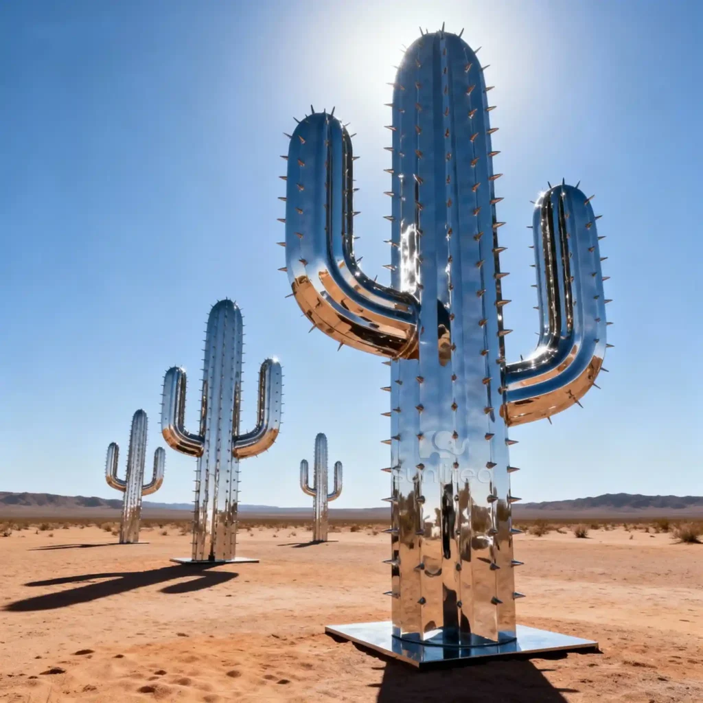Metal Prickly Pear Cactus Sculpture