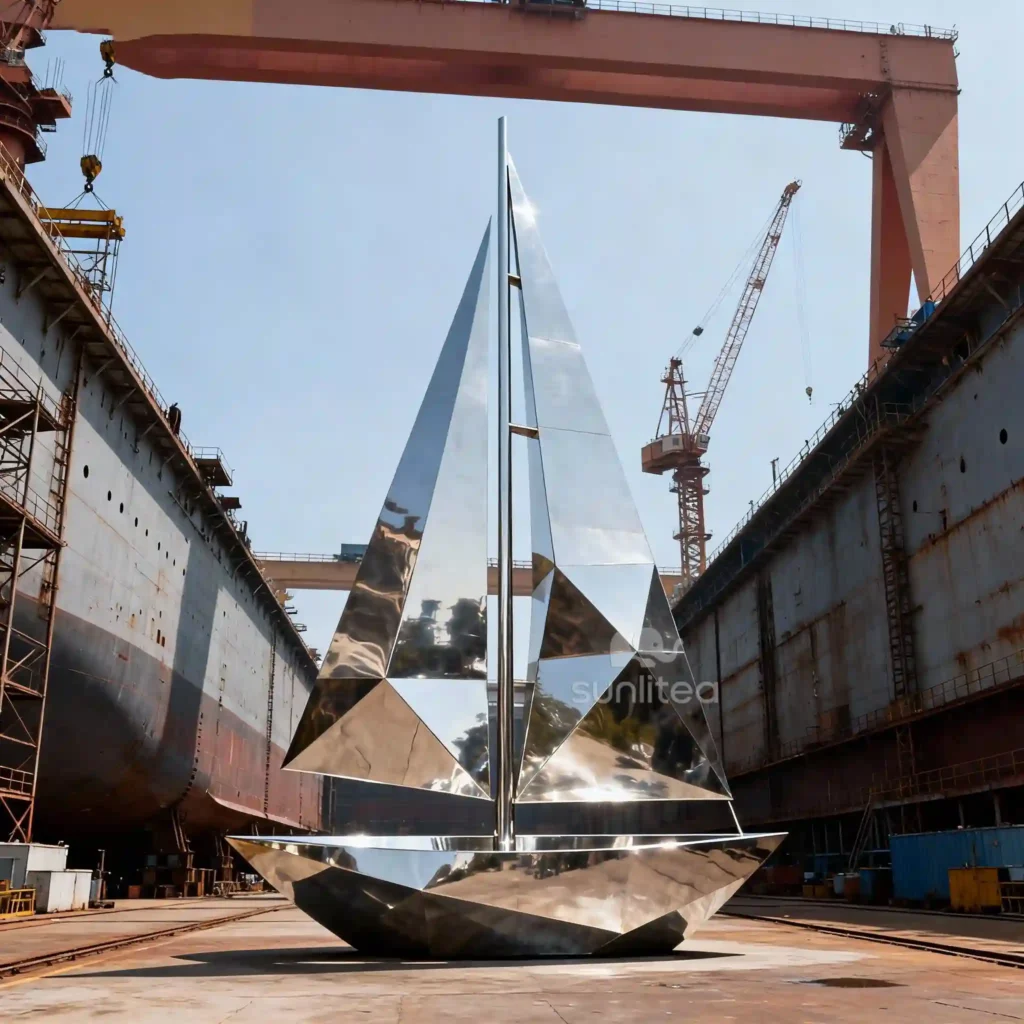 Metal Sailing Boat Ornament Sculpture