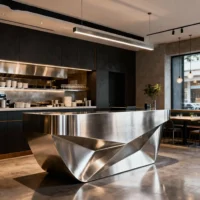 Metal Sculptural Reception Desk