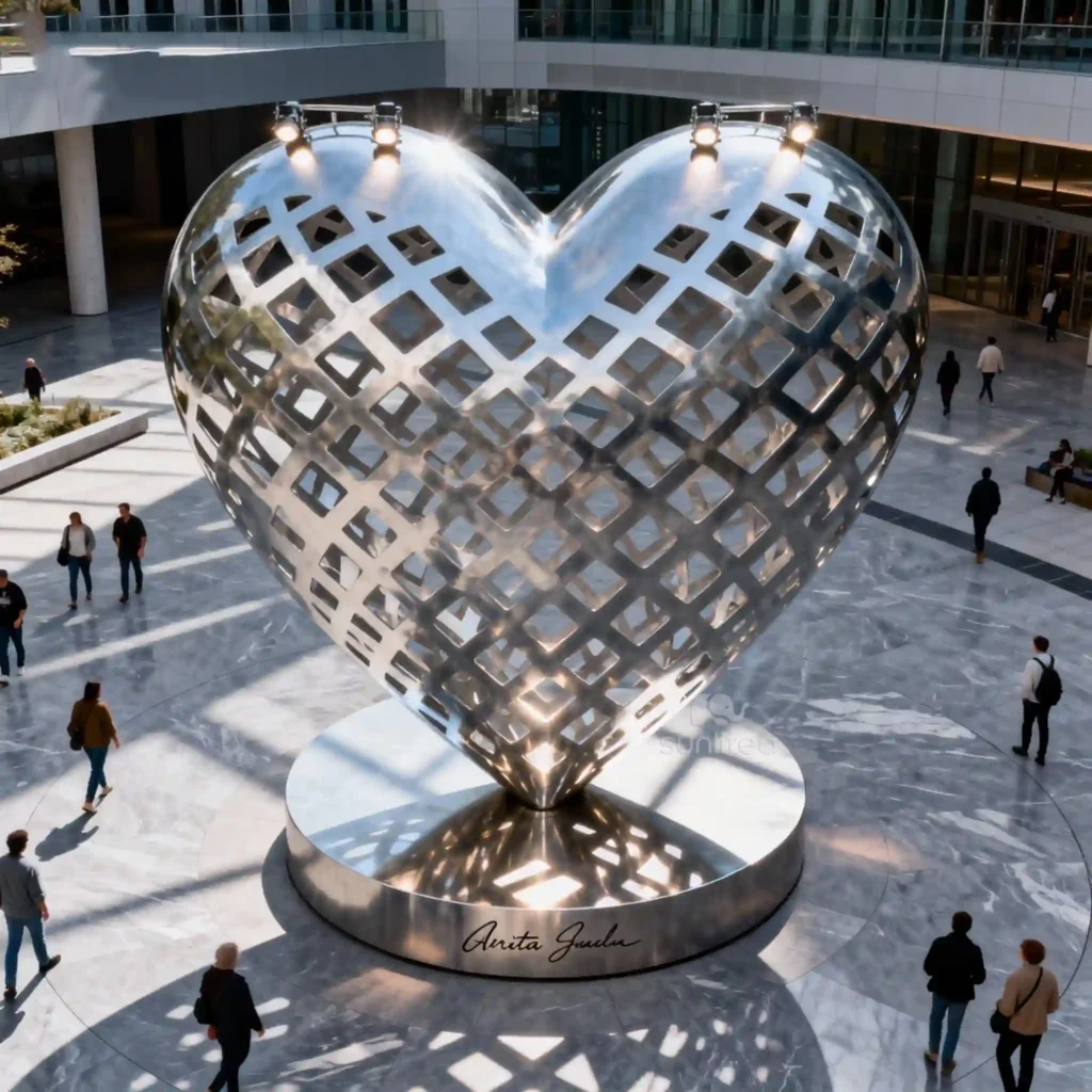 Metal Shape Heart Statue Decoration Outdoor