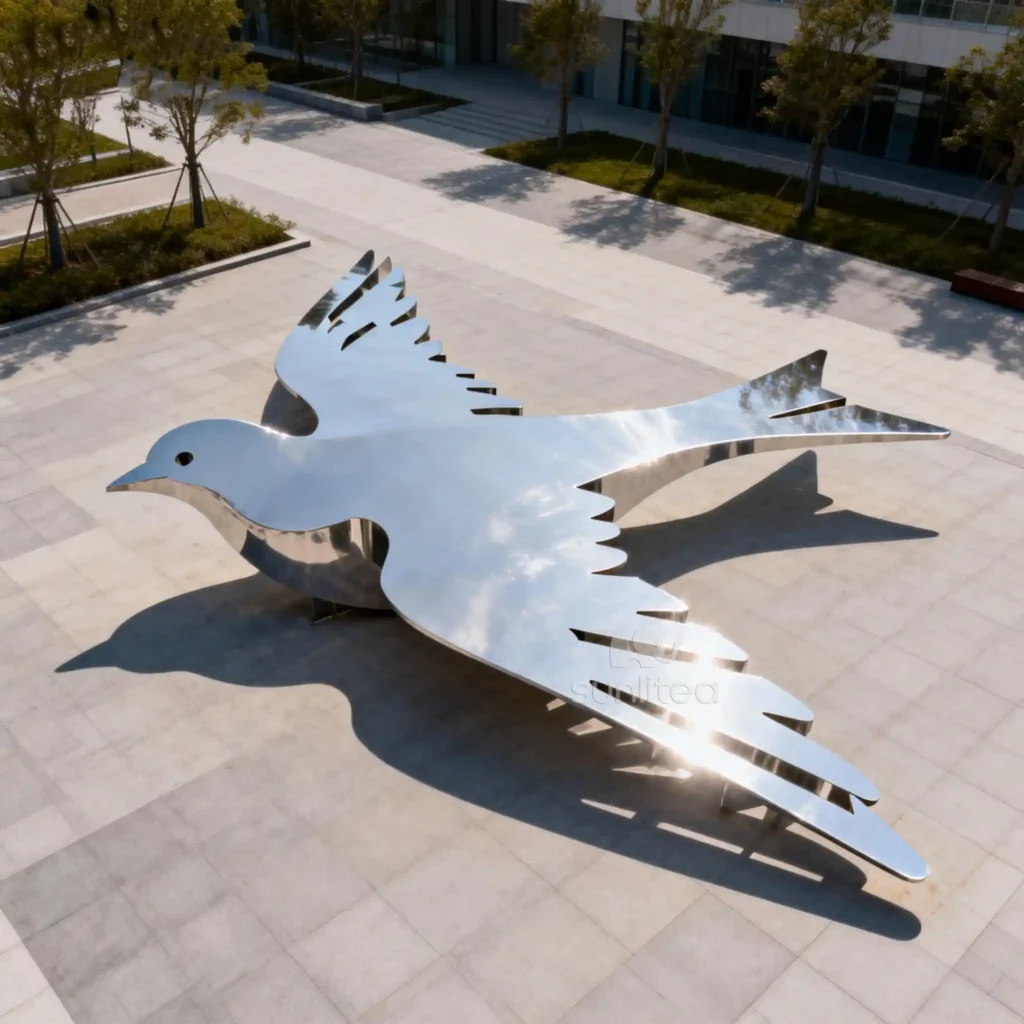 Metal Silhouette Peace Dove Sculpture