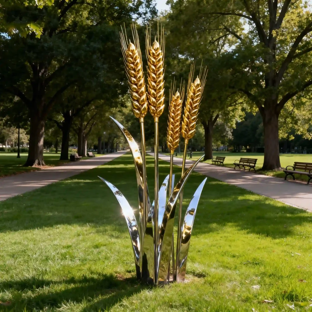 Metal Wheat Yard Art Sculpture
