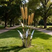 Metal Wheat Yard Art Sculpture