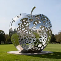 Metal Wire Stainless Steel Fruit Apple Sculpture