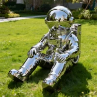 Mirror Metal Astronaut Sculpture Art Decor