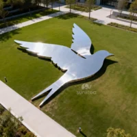 Mirror Steel Silhouette Peace Dove Statue