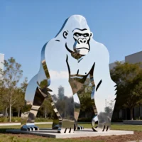 Modern Metal Gorilla Silhouette Sculpture