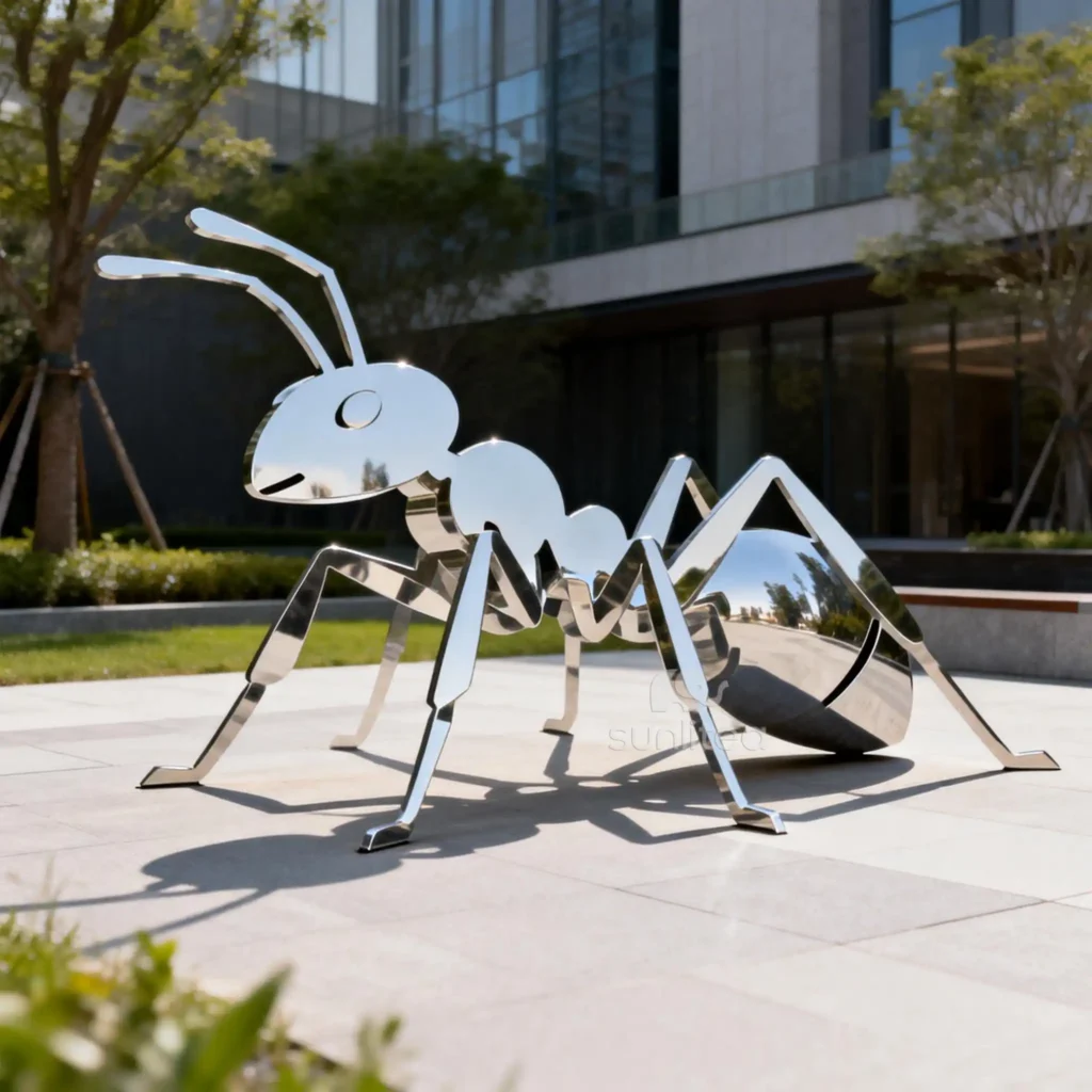 Outdoor Large Metal Ant Silhouette Sculpture