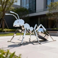 Outdoor Large Metal Ant Silhouette Sculpture