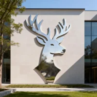 Outdoor Metal Deer Head Outline Statue