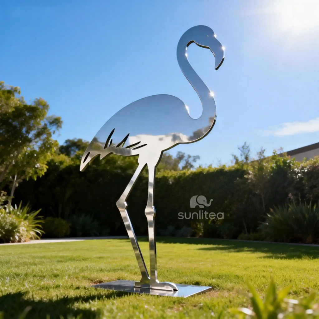 Outdoor Metal Flamingo Silhouette Sculpture