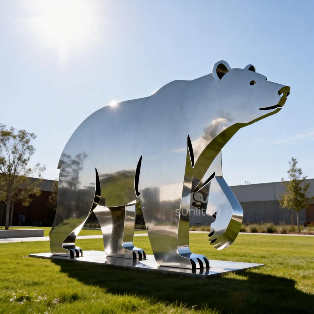 Outdoor Metal Large Silhouette Bear Statue